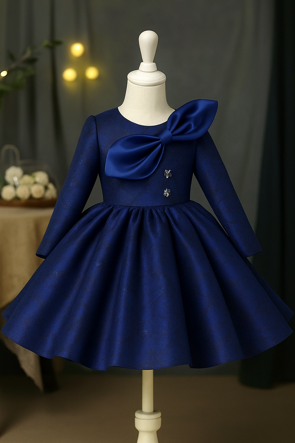 Girls Deep Plum Texture Ballgown with Bow | Winter Formal Dress